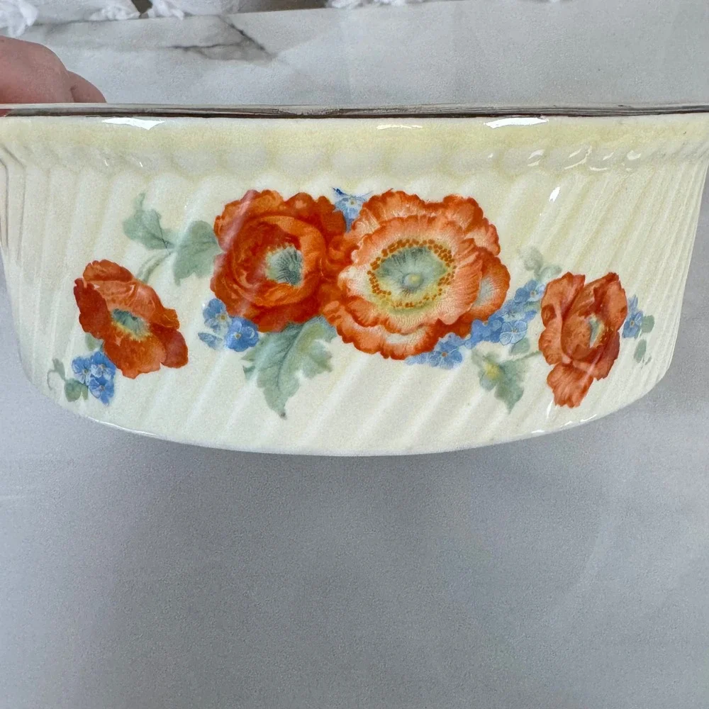 Hall 505‎ Orange Poppy Souffle Casserole Dish 7.75